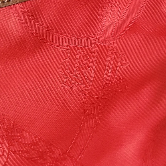Lauren Ralph Lauren Red Brown Handbag Purse Logo Horseshoes - Picture 12 of 13
